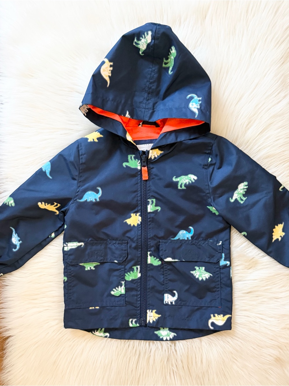 Carter's Navy Jacket with Bright Orange Lining